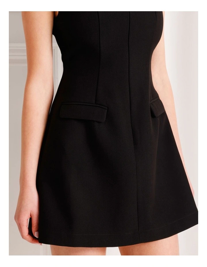 Zip Front Mini Dress in Black image 4