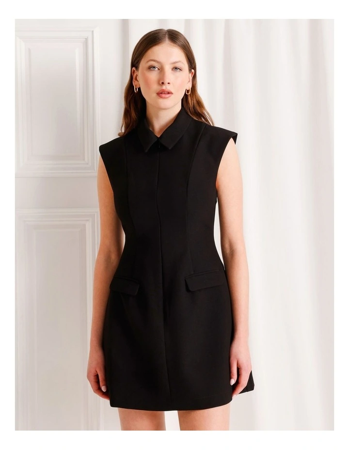 Zip Front Mini Dress in Black image 5