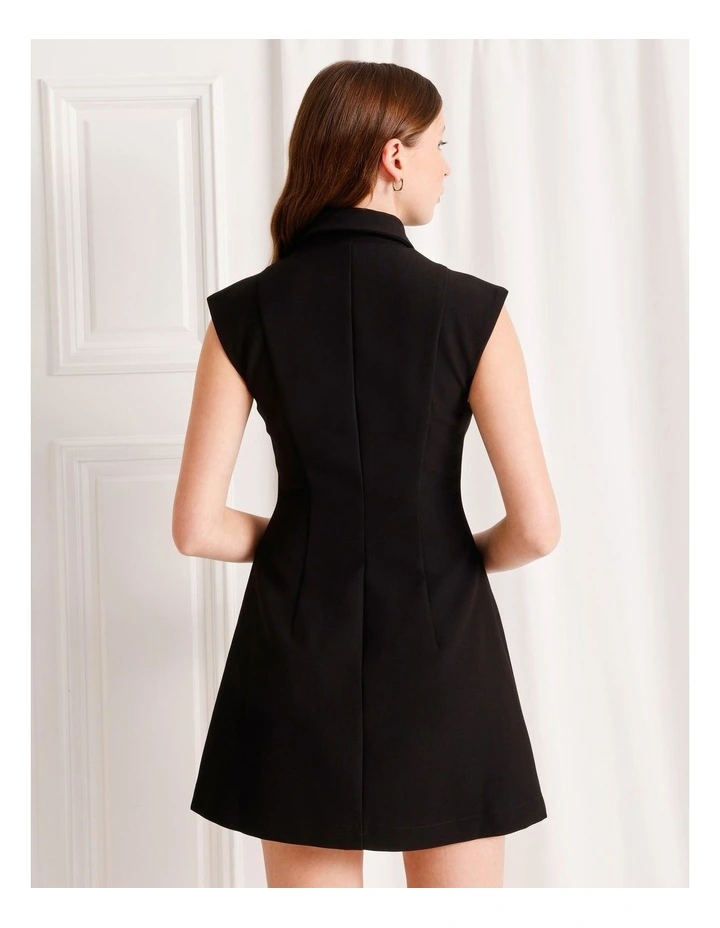 Zip Front Mini Dress in Black image 6