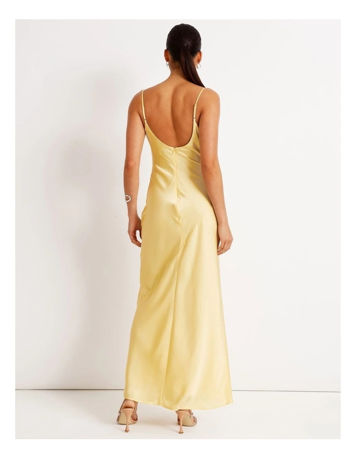 Satin Bias Cut Maxi Dress in Light Yellow image 6
