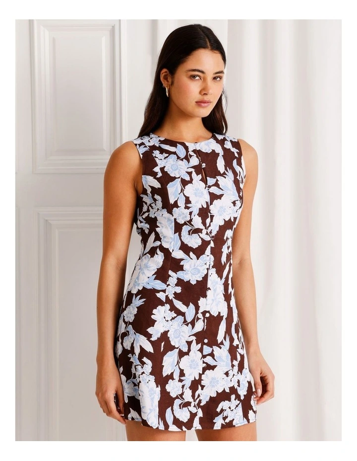 Button Front Mini Dress in Assorted image 3
