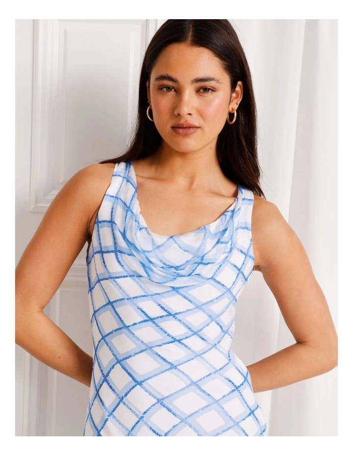 Cowl Neck Bias Cut Maxi Dress in Blue image 2