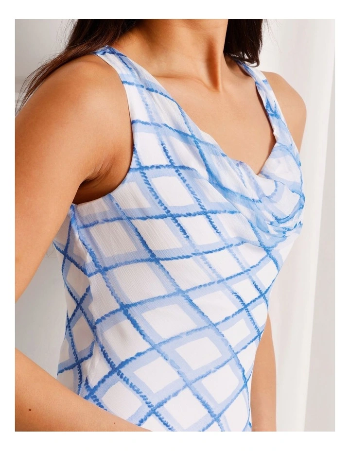 Cowl Neck Bias Cut Maxi Dress in Blue image 4