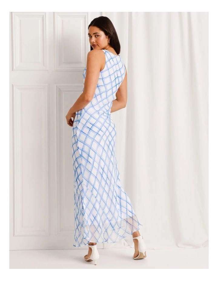 Cowl Neck Bias Cut Maxi Dress in Blue image 6