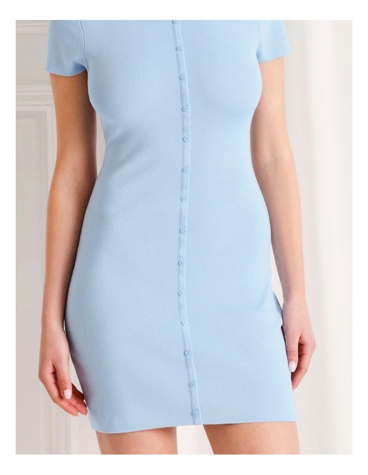 Cap Sleeve Knit Mini Dress in Light Blue image 6