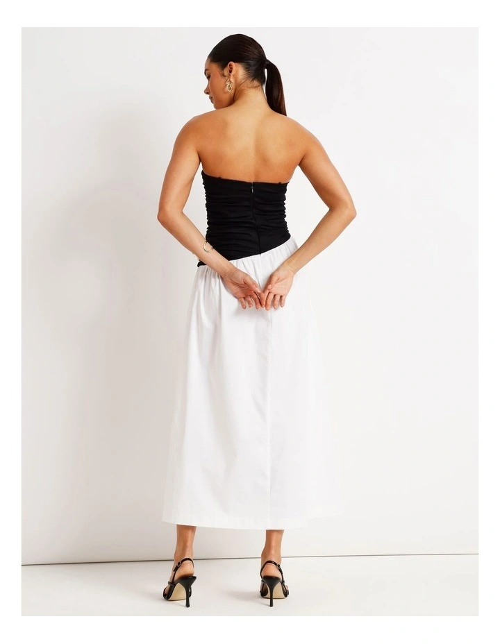 Strapless Contrast Maxi Dress in Black/White image 5