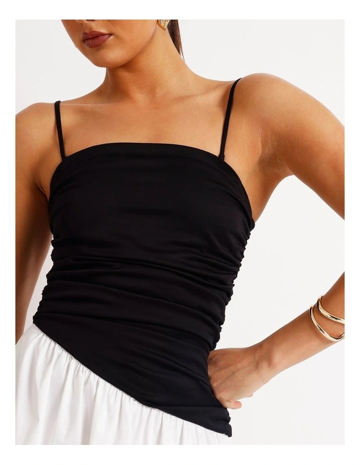 Strapless Contrast Maxi Dress in Black/White image 6
