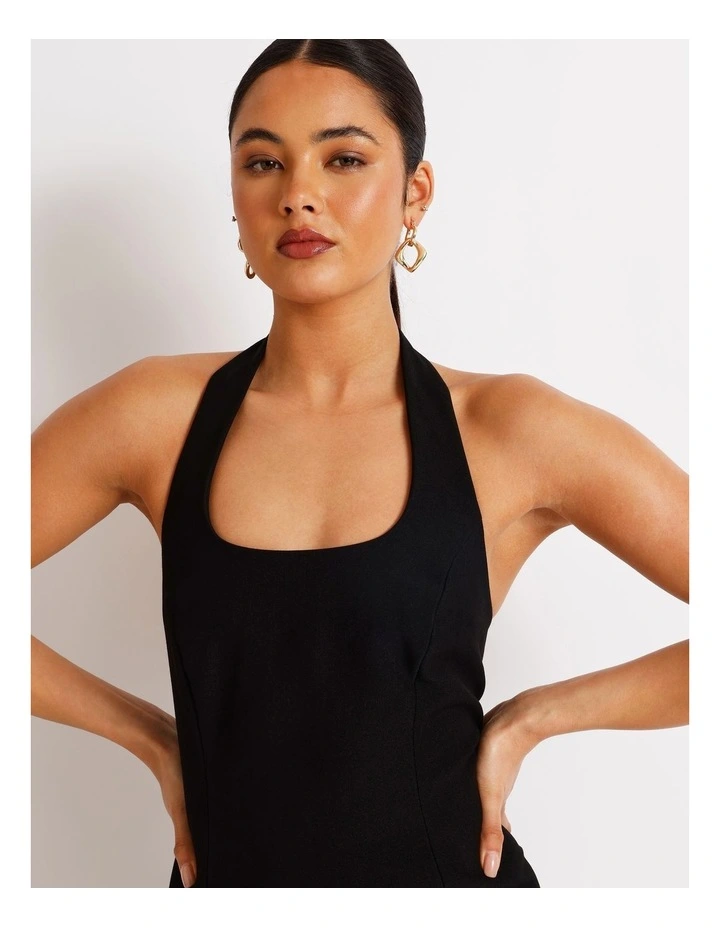 Halter Neck Mini Dress in Black image 7