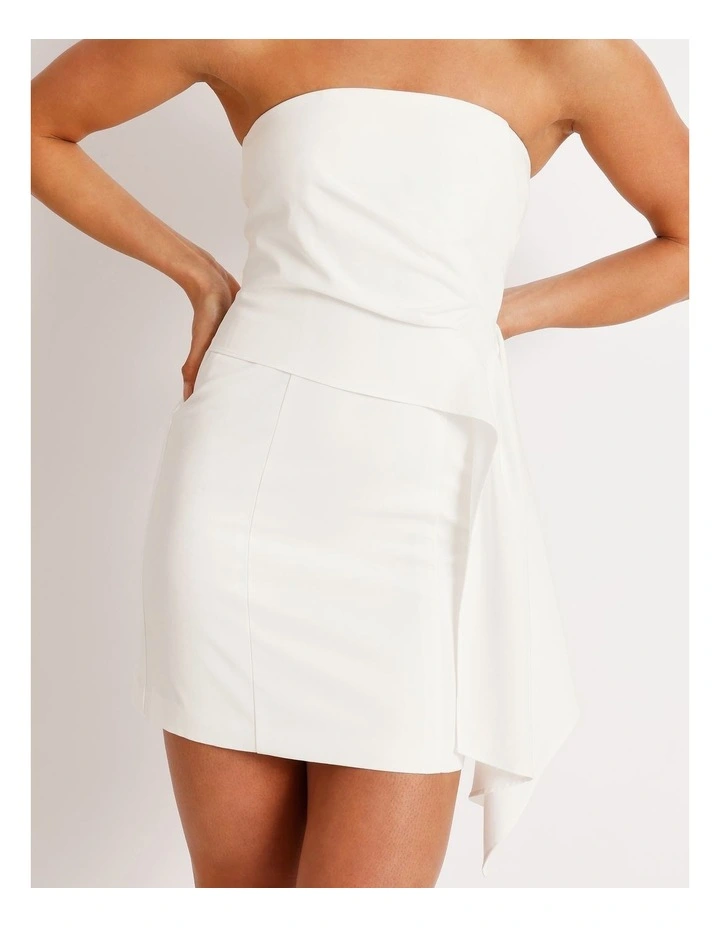 Draped Strapless Mini Dress in White image 5