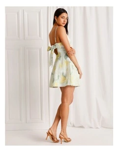 Linen Blend Tie Back Mini Dress in Mint