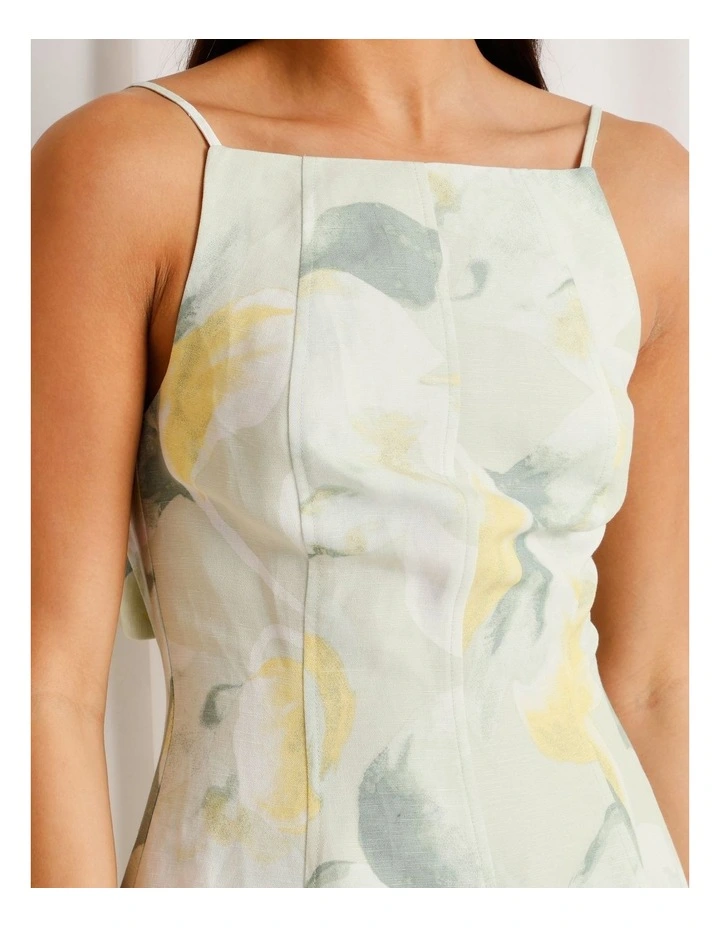 Linen Blend Tie Back Mini Dress in Mint image 6