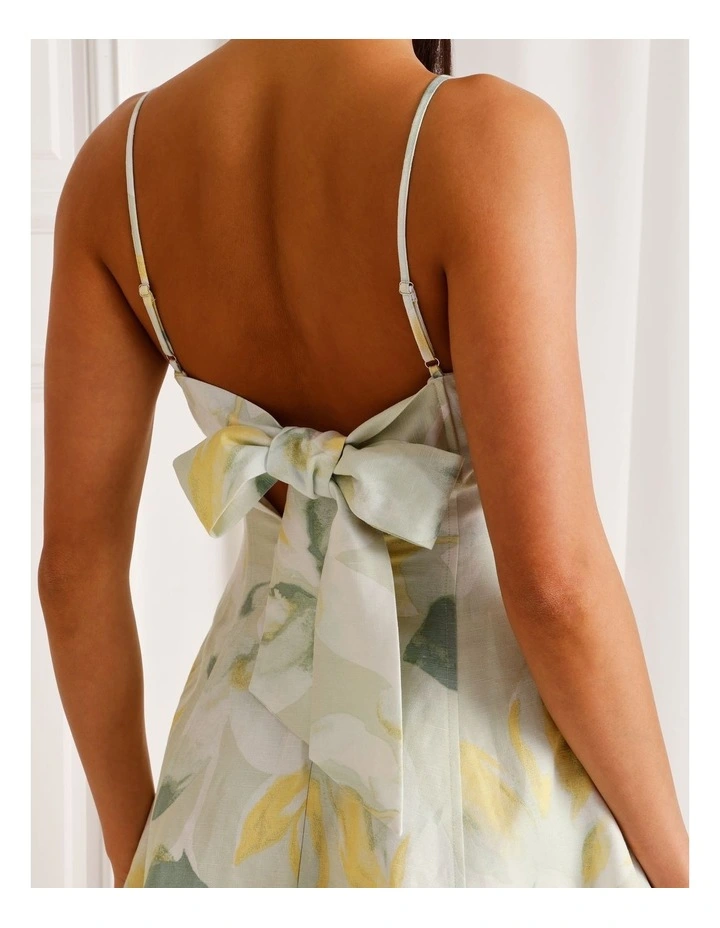 Linen Blend Tie Back Mini Dress in Mint image 7