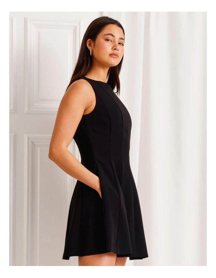 Flared Mini Dress in Black image 3