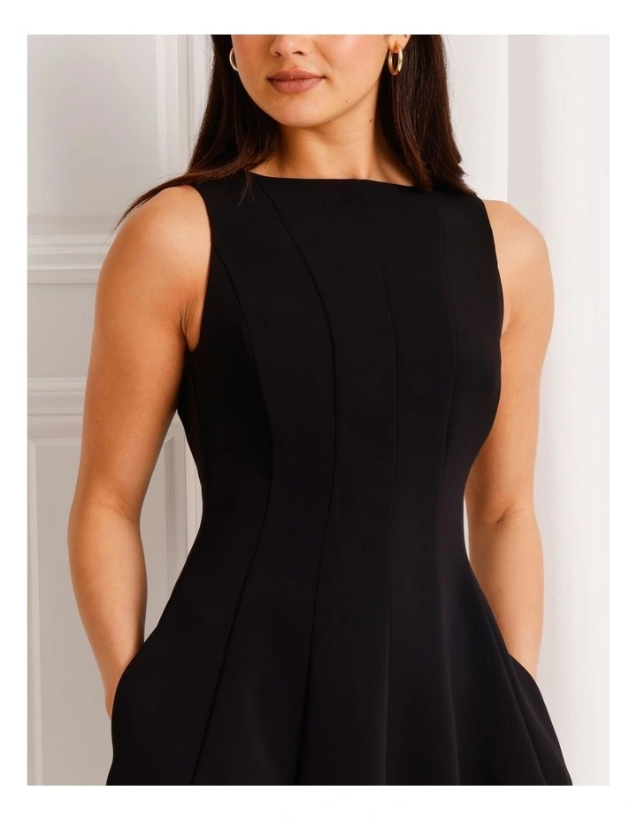Flared Mini Dress in Black image 4