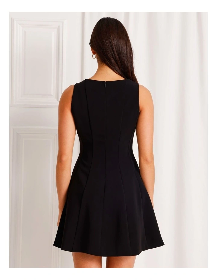 Flared Mini Dress in Black image 6