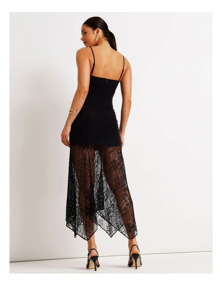 Tailored Lace Skirt Midi Dress in Black image 6