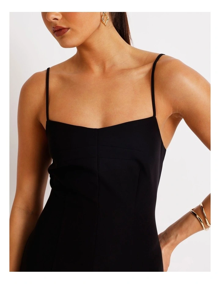 Tailored Lace Skirt Midi Dress in Black image 7