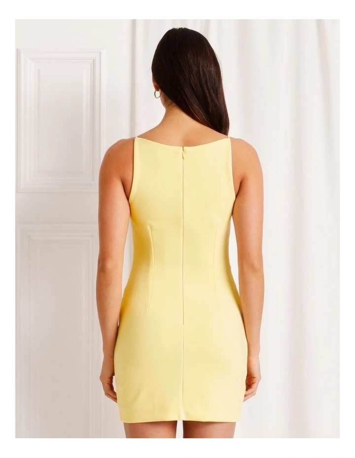 Boat Neck Shift Dress in Light Yellow image 6