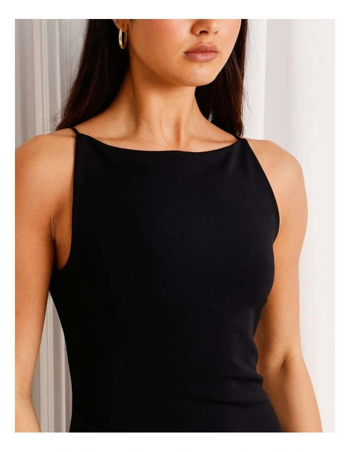 Boat Neck Shift Dress in Black image 3