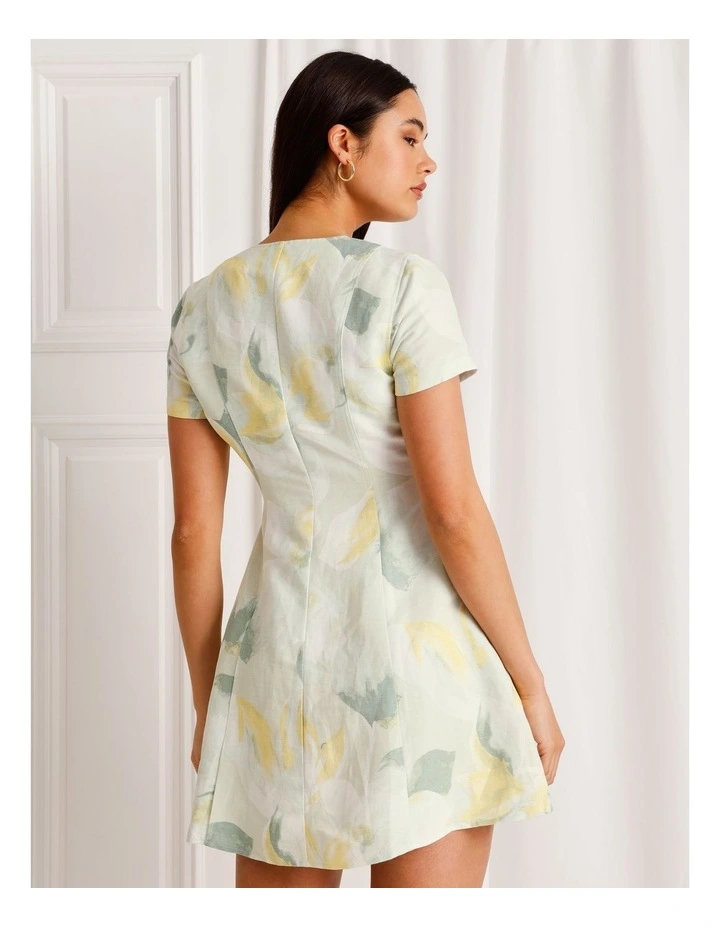 Linen Blend Short Sleeve Mini Dress in Mint image 5