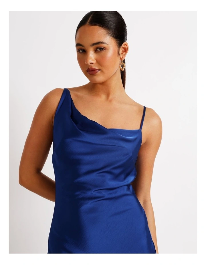 Satin Bias Cut Maxi Dress in Cobalt image 2