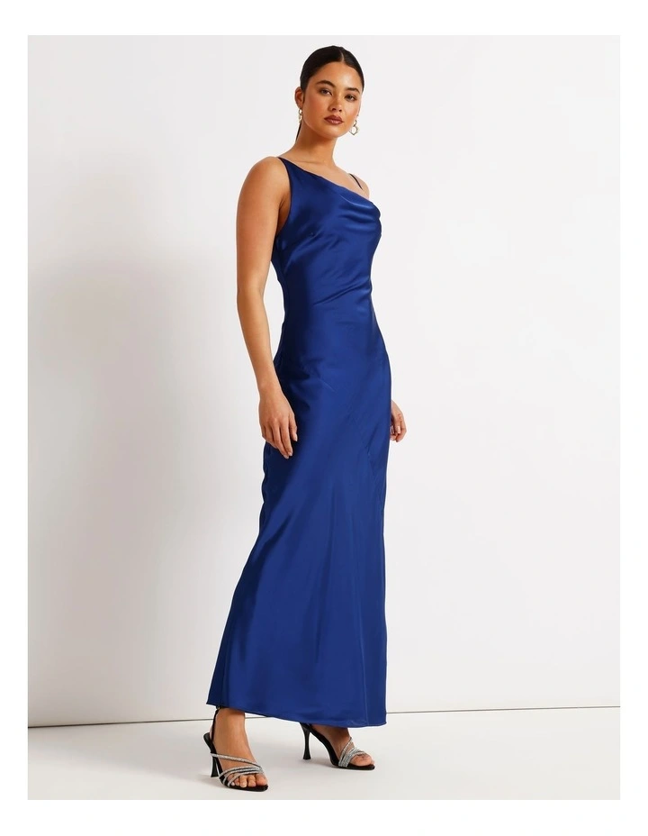 Satin Bias Cut Maxi Dress in Cobalt image 3