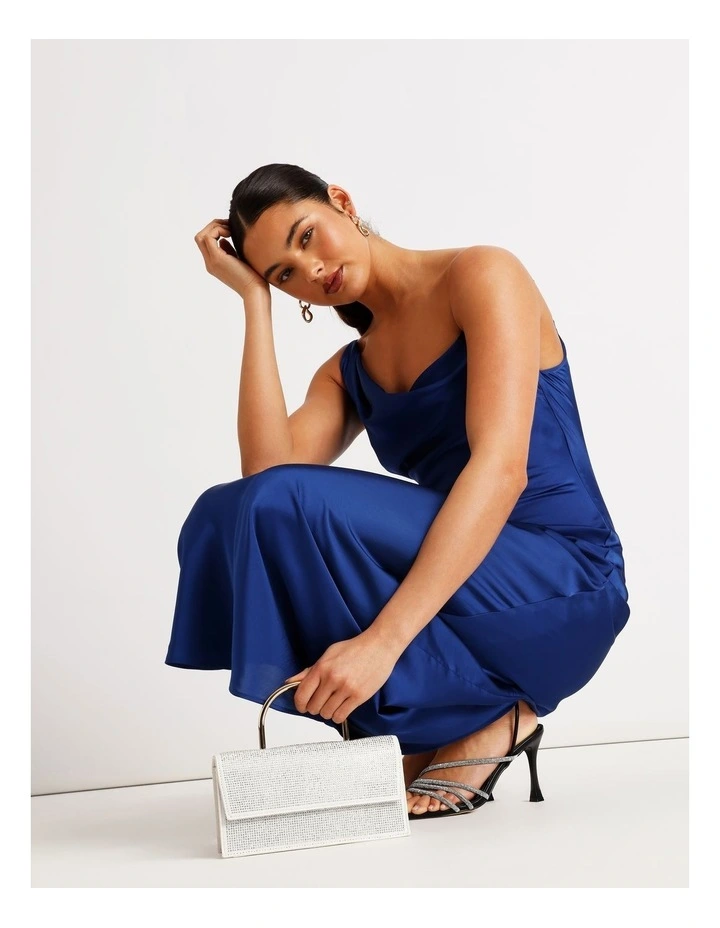 Satin Bias Cut Maxi Dress in Cobalt image 4