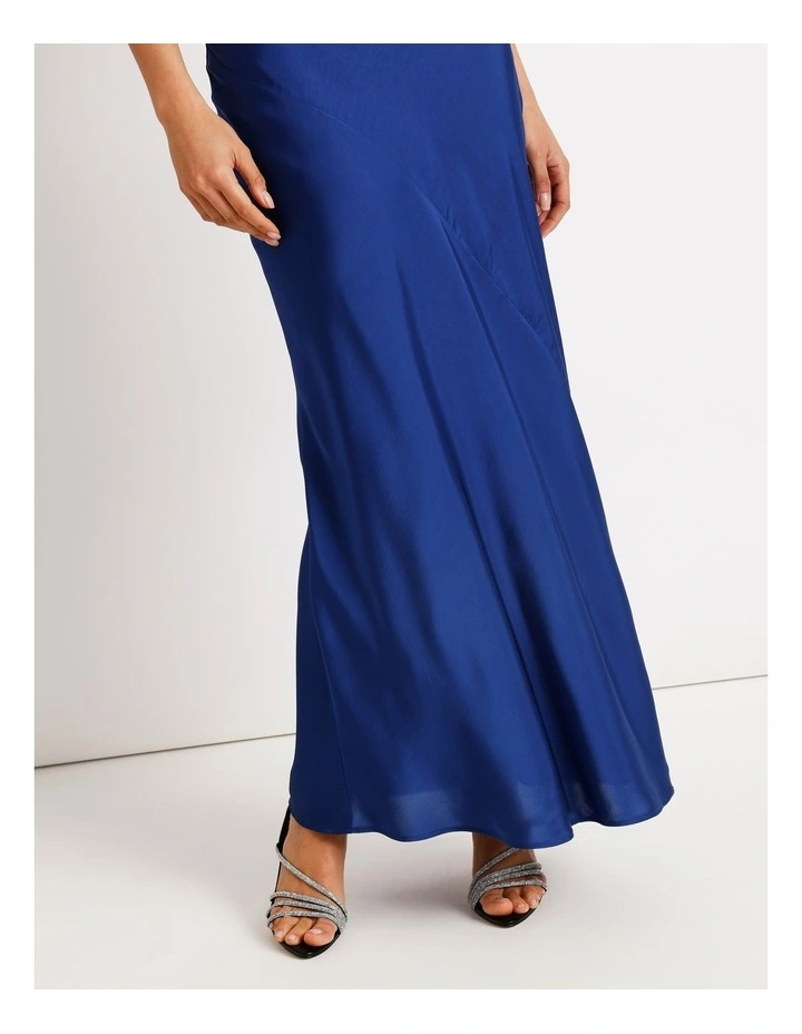 Satin Bias Cut Maxi Dress in Cobalt image 5