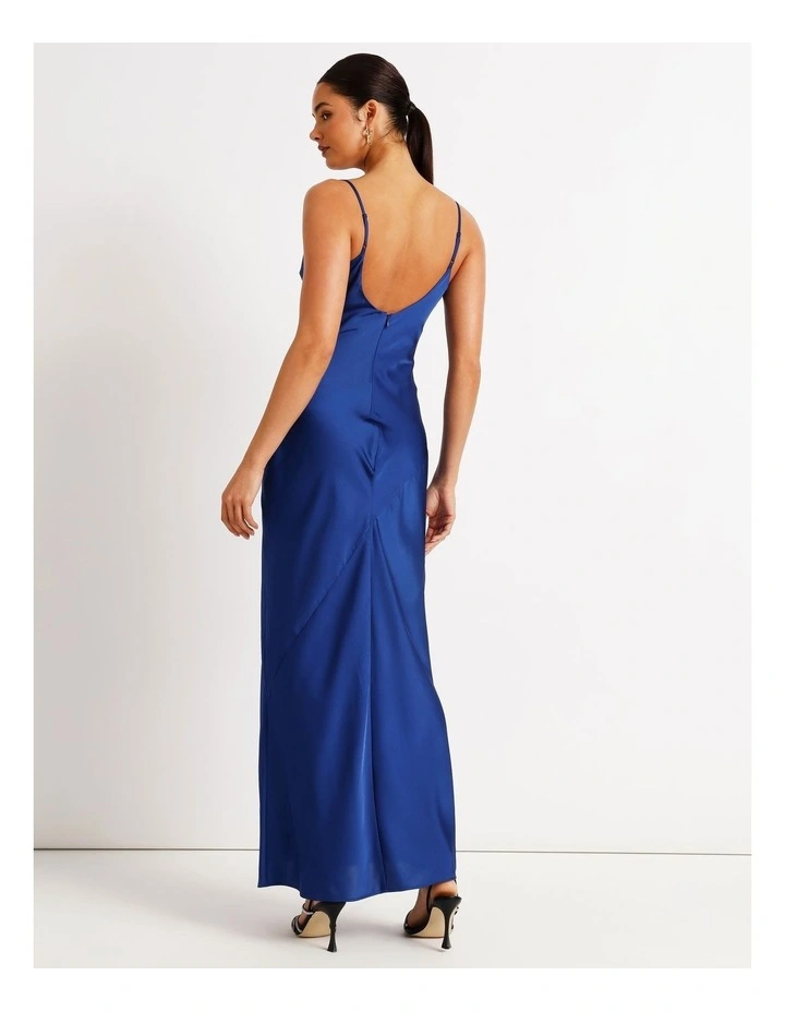 Satin Bias Cut Maxi Dress in Cobalt image 6