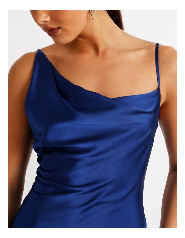 Satin Bias Cut Maxi Dress in Cobalt image 7