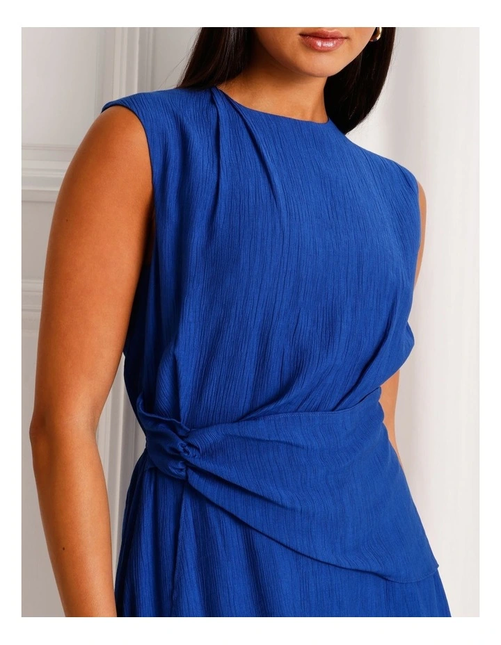 Extended Shoulder Draped Mini Dress in Cobalt image 4