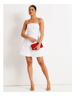 Floral Applique Dress in White