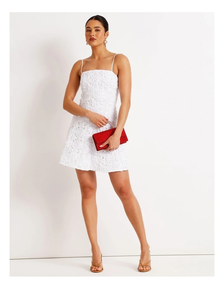 Floral Applique Dress in White image 1