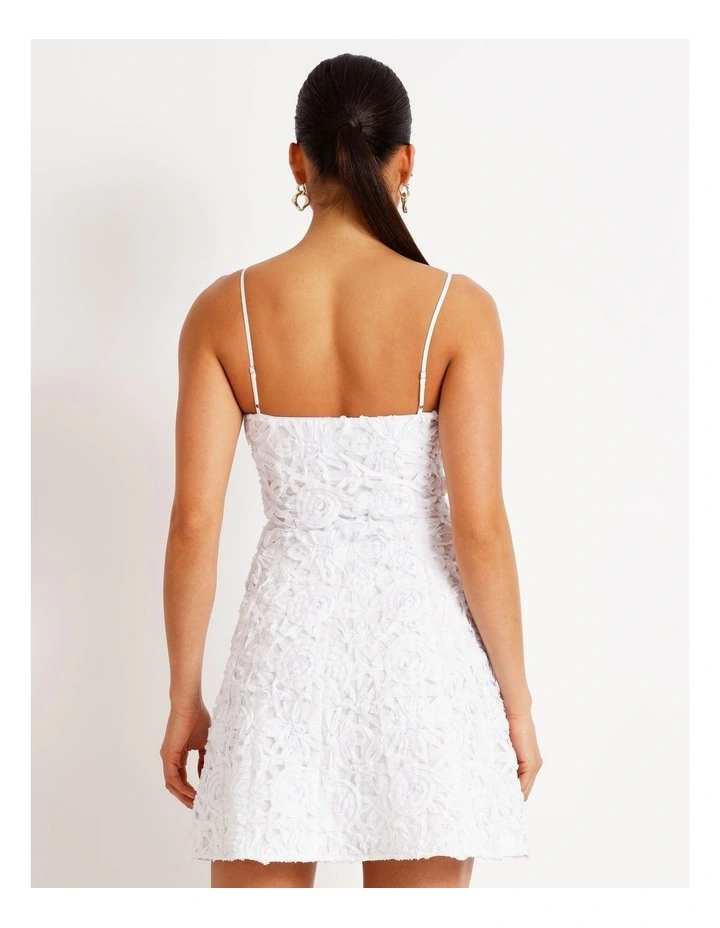 Floral Applique Dress in White image 6