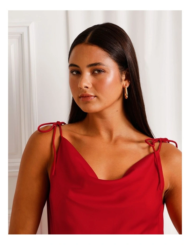 Satin Low Back Maxi Dress in Ruby image 4