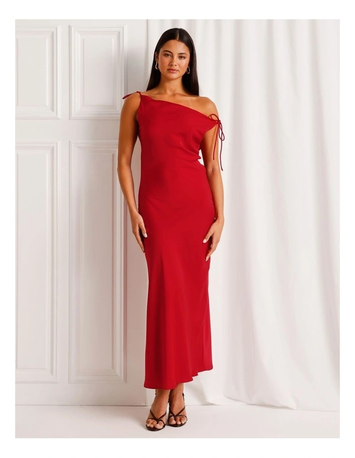 Satin Low Back Maxi Dress in Ruby image 5
