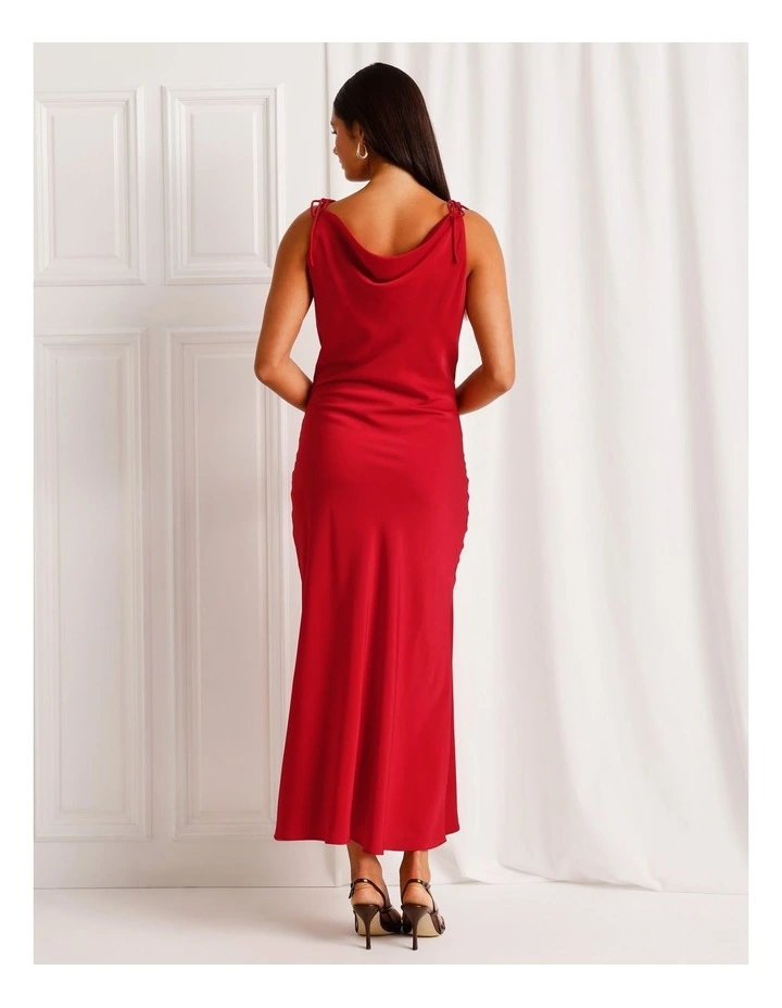 Satin Low Back Maxi Dress in Ruby image 6