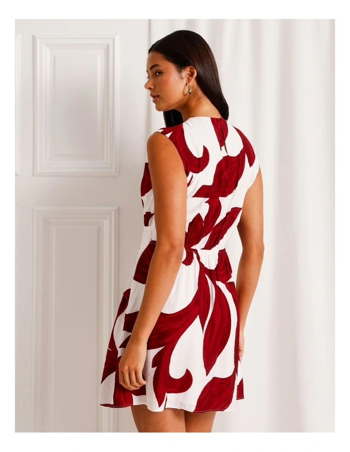 Extended Shoulder Draped Mini Dress in Ruby image 5