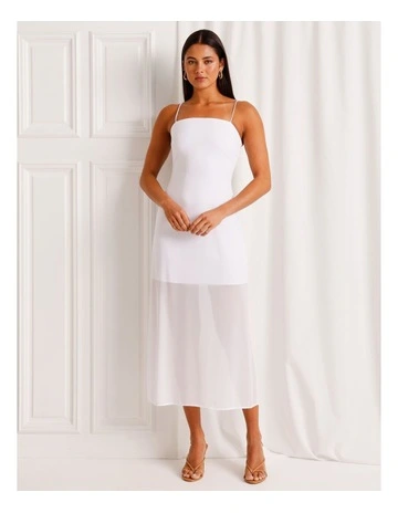 Sheer Overlay Dress in White