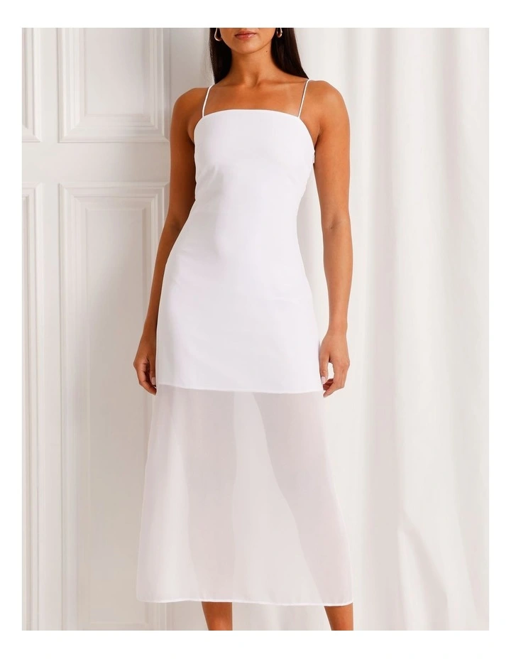 Sheer Overlay Dress in White image 2