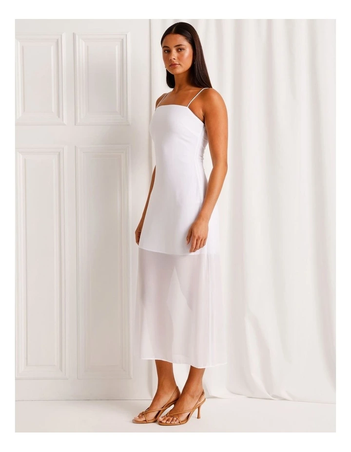 Sheer Overlay Dress in White image 3