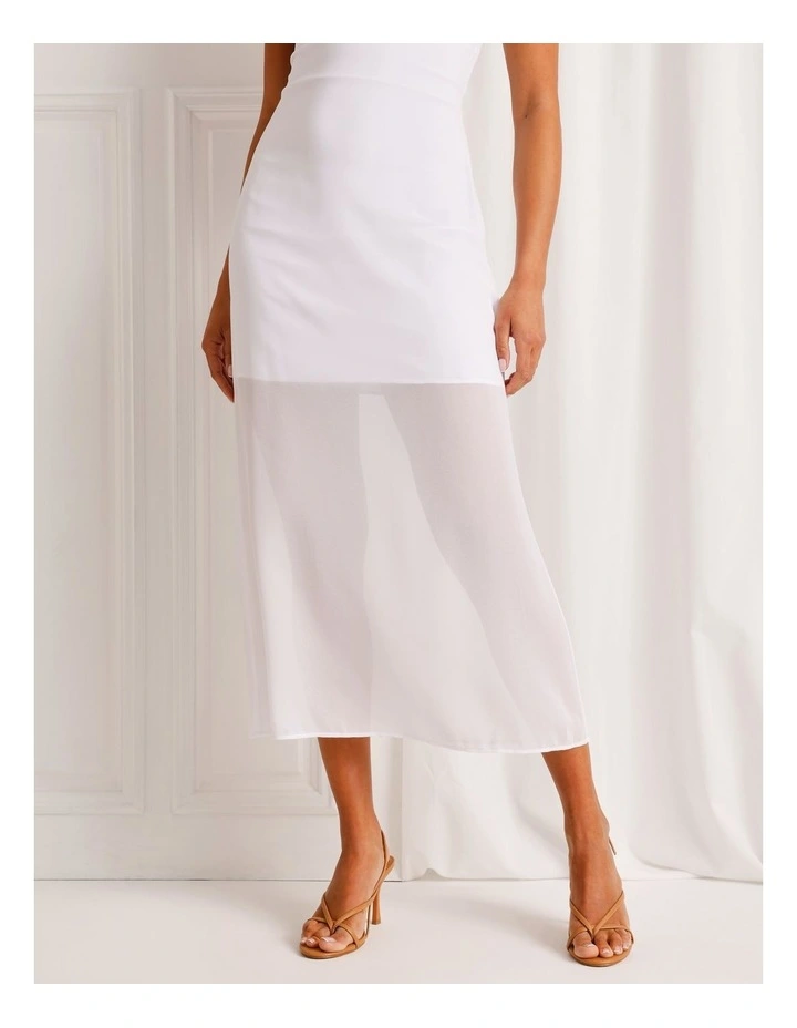 Sheer Overlay Dress in White image 4