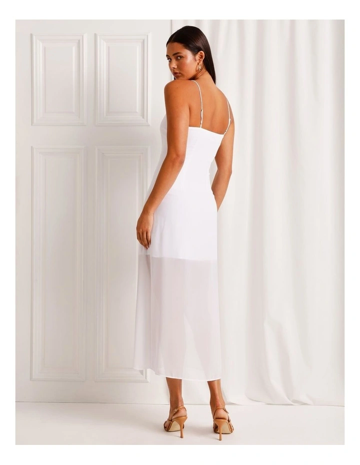 Sheer Overlay Dress in White image 5