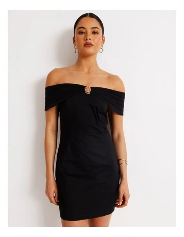 Off Shoulder Mini Dress in Black