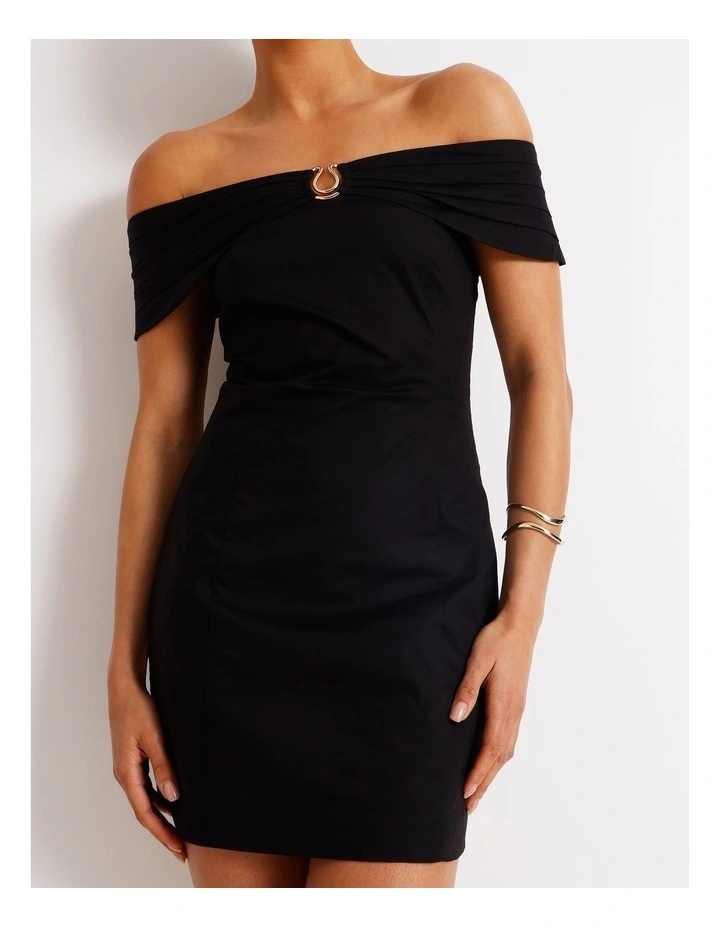Off Shoulder Mini Dress in Black image 3
