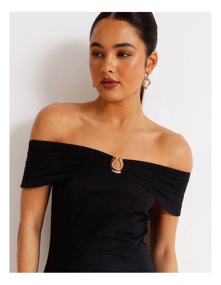 Off Shoulder Mini Dress in Black image 4