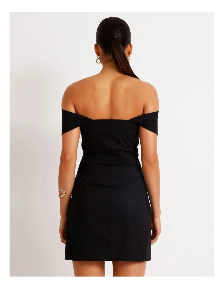 Off Shoulder Mini Dress in Black image 5