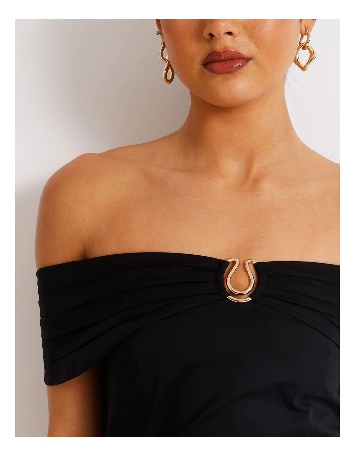Off Shoulder Mini Dress in Black image 6