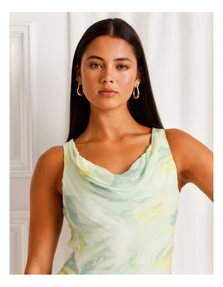Cowl Neck Bias Cut Maxi Dress in Mint image 2