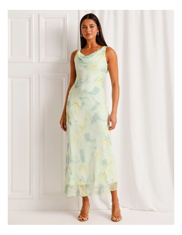 Cowl Neck Bias Cut Maxi Dress in Mint image 3